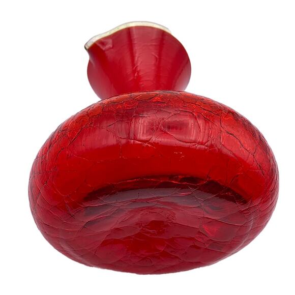 Vintage Rainbow Glass PITCHER Handblown Red Crackle Glass Yellow Handle VGC - Picture 4 of 12